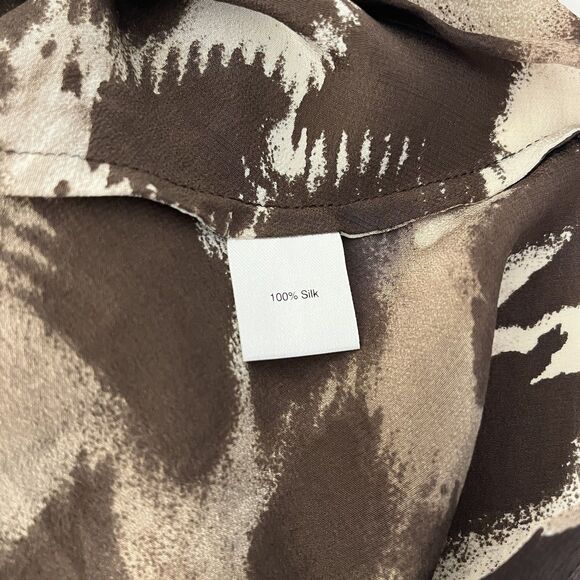 Saks Fifth Avenue 100% Silk Top Blouse Women Size 16 Retro Brown Dolman Sleeves - Picture 8 of 8